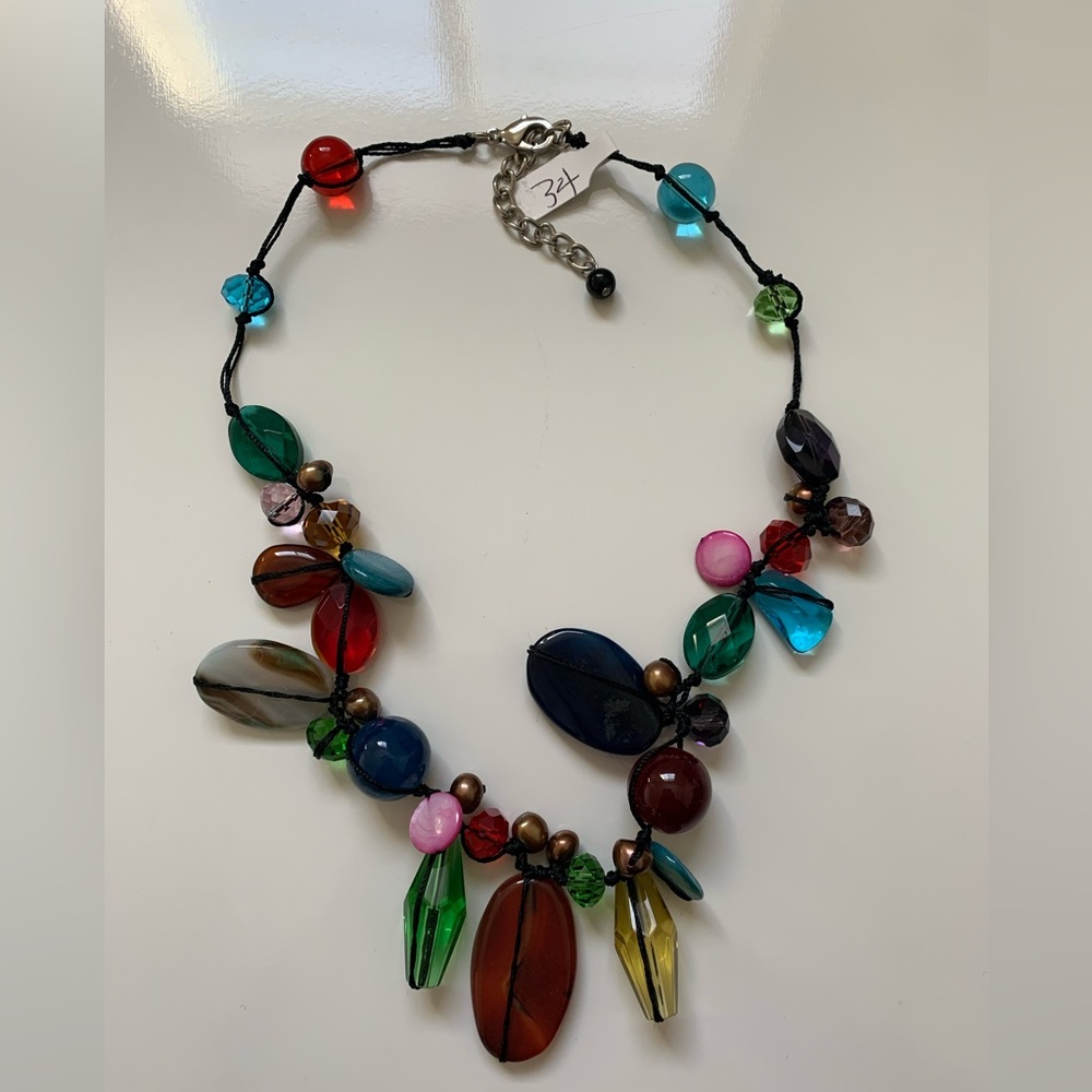 Lucky Strands Necklace Glass Abalone Crystal Jewelry‎ Premier Designs